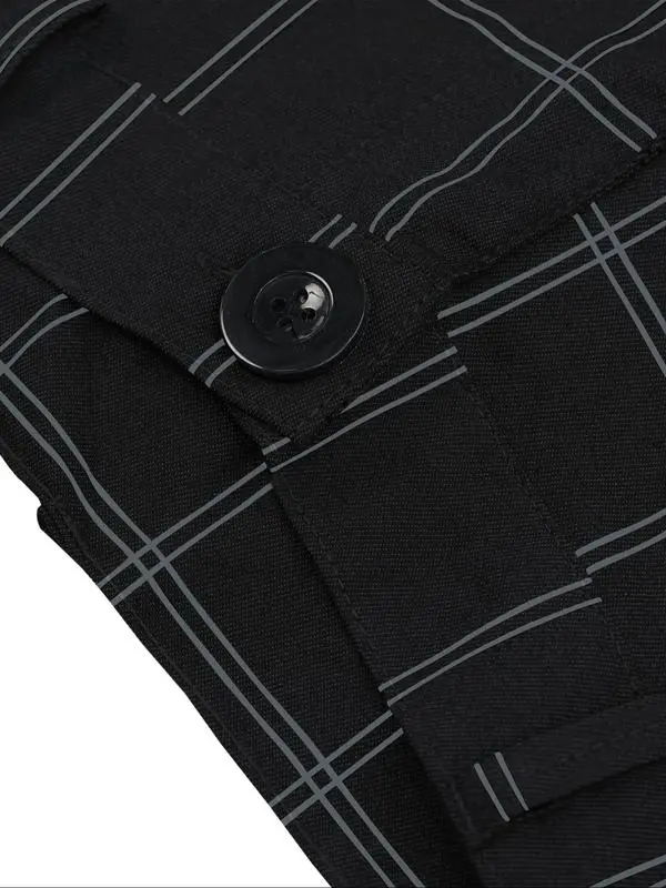 Men's Plaid Button-Fly Slim Trousers (Pocket Design) - Work/Daily, All Seasons