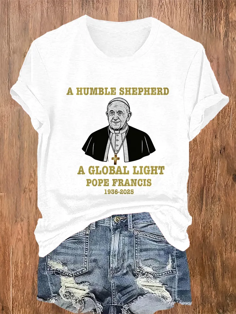 Women's A Humble Shepherd A Global Light Pf 1936-2025 Round Neck Short Sleeves Pure Cotton T-Shirt