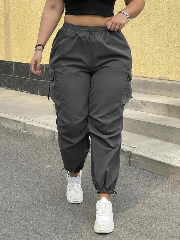 Women’s Drawstring Cargo Pants – Casual Fall & Winter Trousers