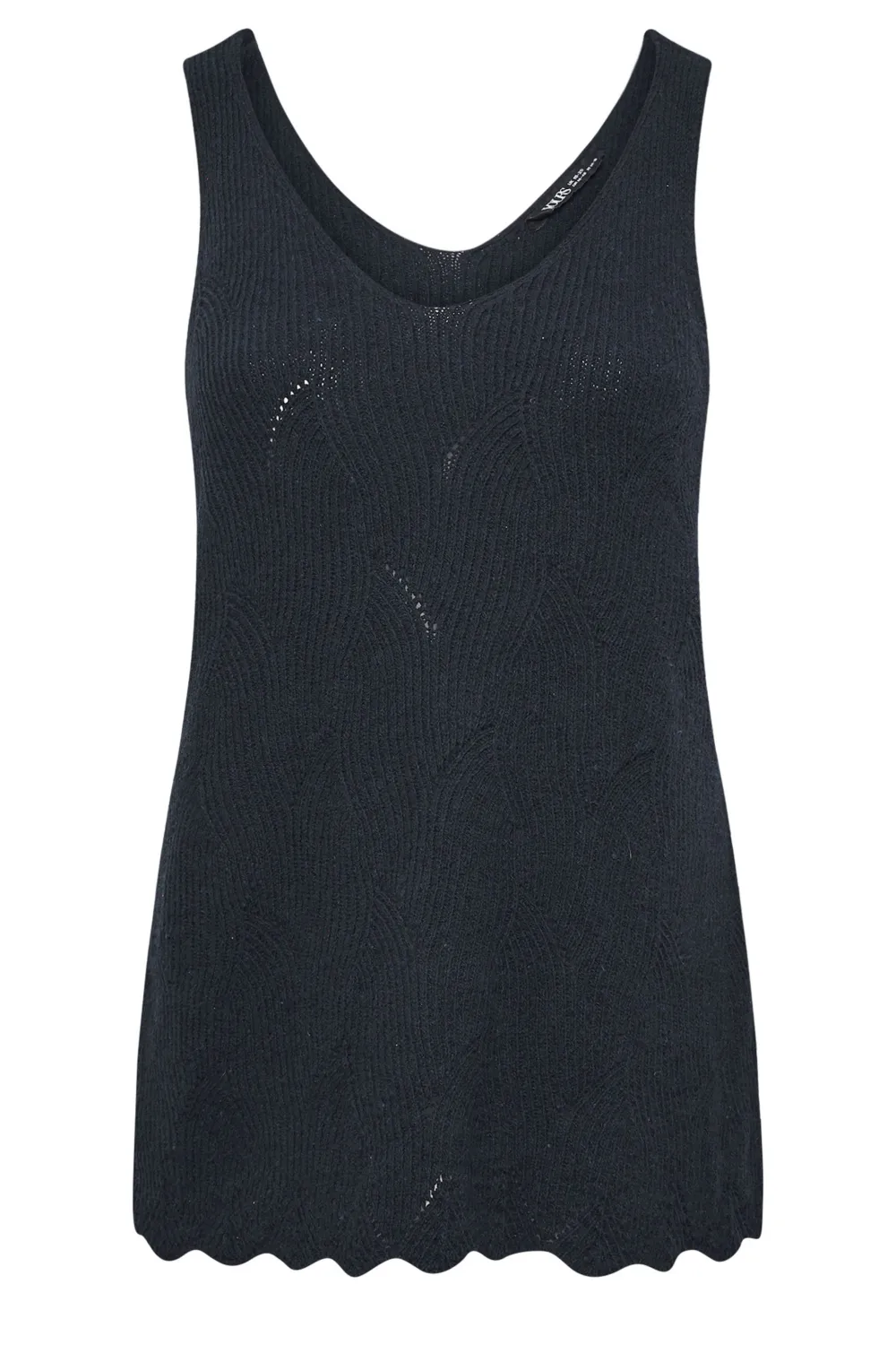 YOURS Curve Natural Brown Scallop Hem Knitted Vest Top