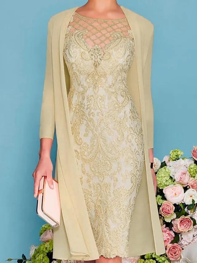 Women‘s Lace Dress Dress Set Midi Dress Pink Yellow Light Green Light gray Light Blue White 3/4 Length Sleeve Floral Pure Color Lace Summer Spring Crew Neck Elegant Classic Party 2023 S M L XL XXL 3XL