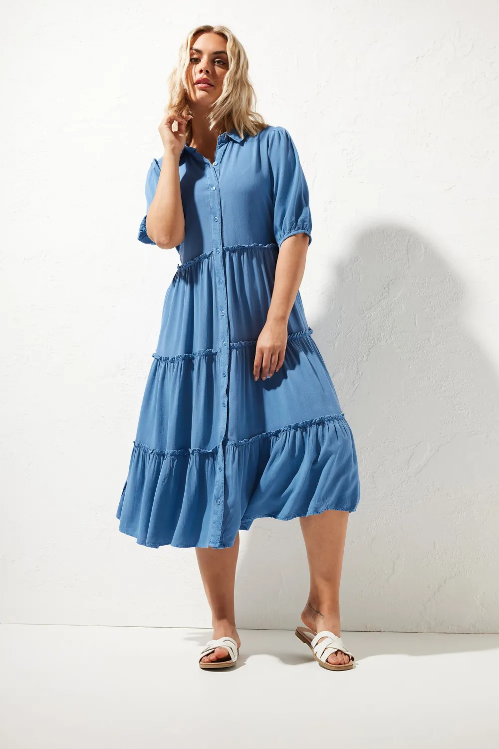 YOURS Curve Charcoal Grey Midi Shirt Dress