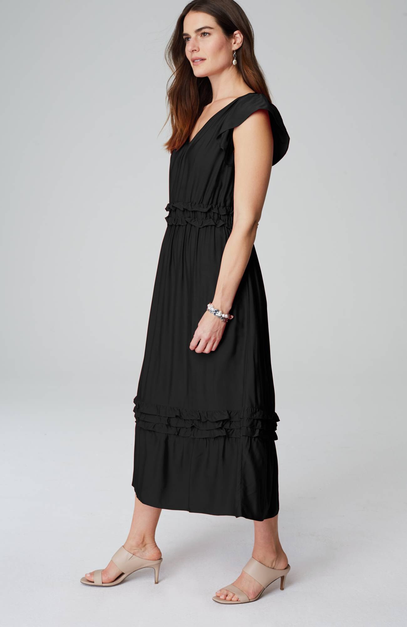 Elevated Ruffle-Trimmed Midi Dress