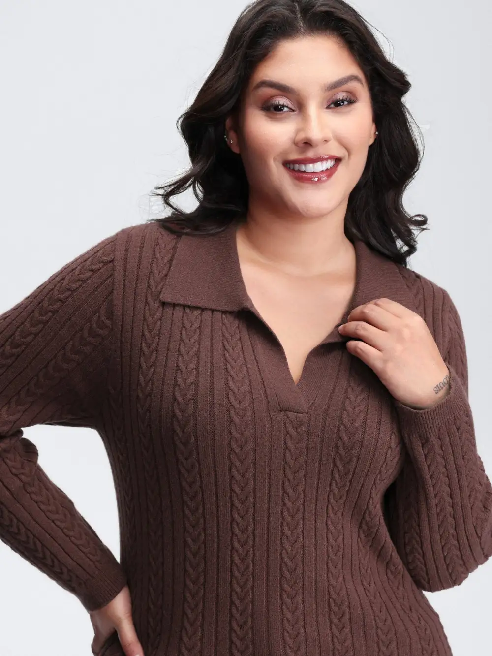 Polo Collar Textured Fitted Pullover