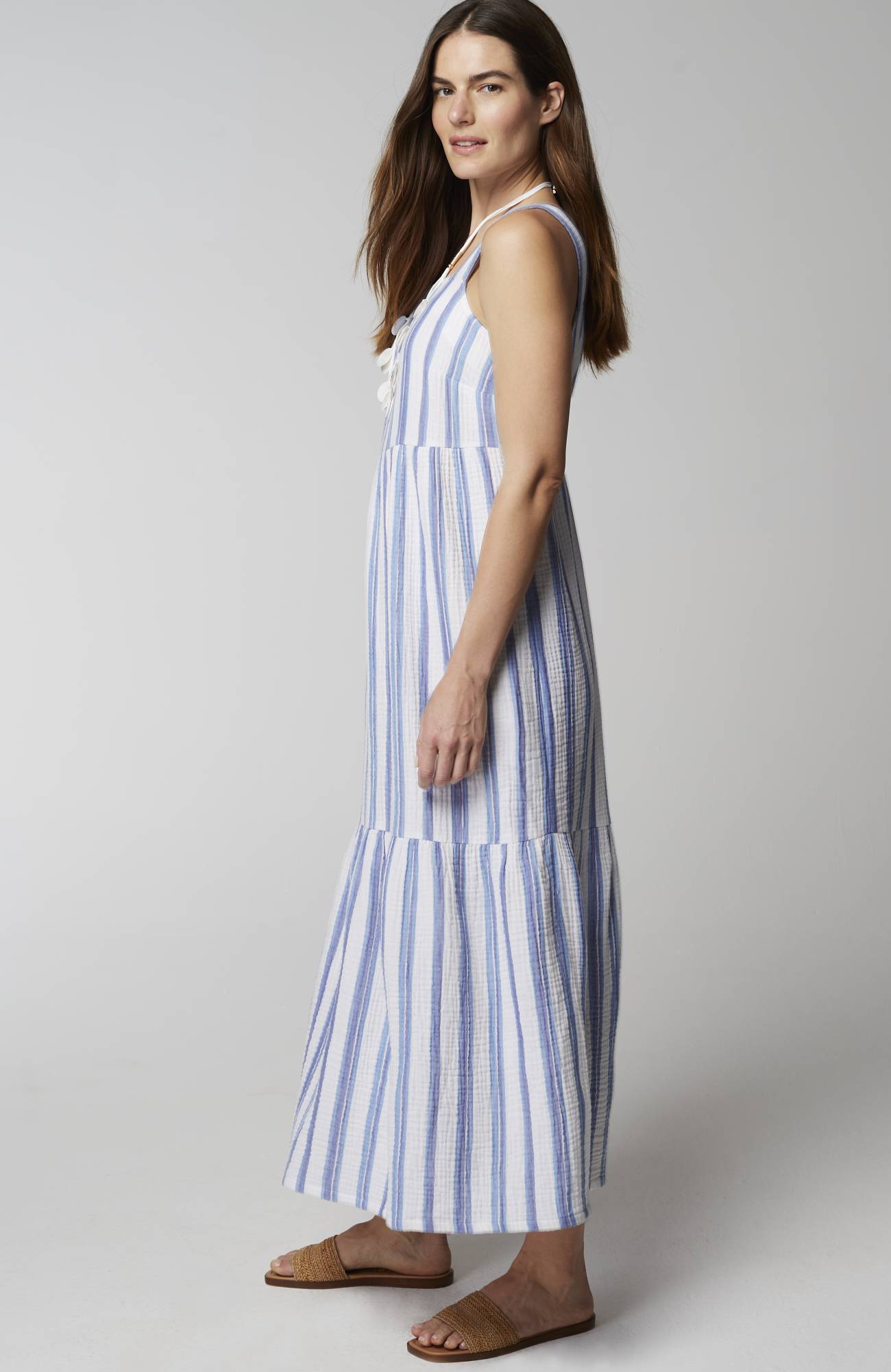 Cabana-Striped Midi Dress