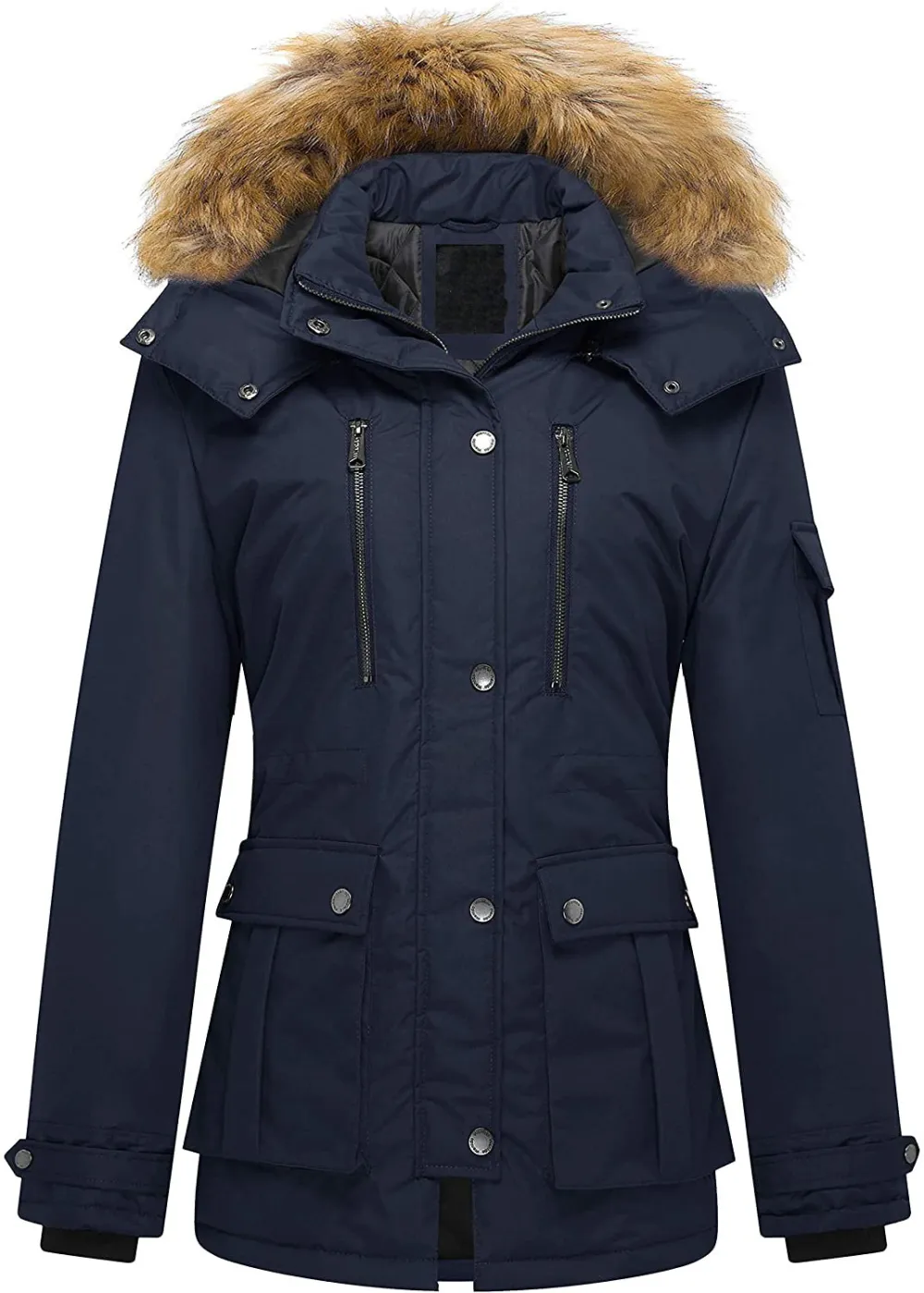Women's Quilted Winter Coat Warm Puffer Jacket Thicken Parka with Removable Hood