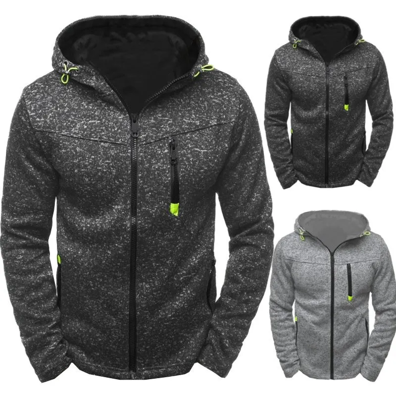 Men's Sports And Leisure Plus Fleece Hooded Cardigan Jacket