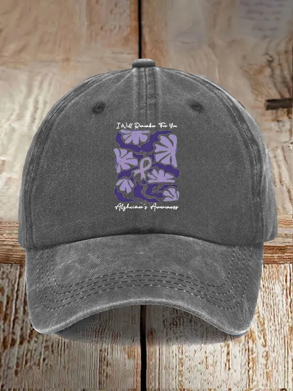 Alzheimer'S Awareness I Will Remember For You Floral Printed Baseball Cap