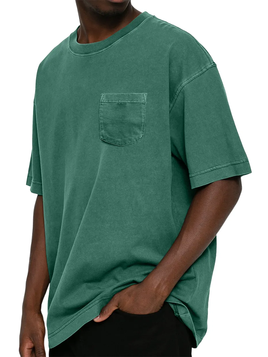 Men's Retro Distressed Washed Pocket Short-sleeved T-shirt