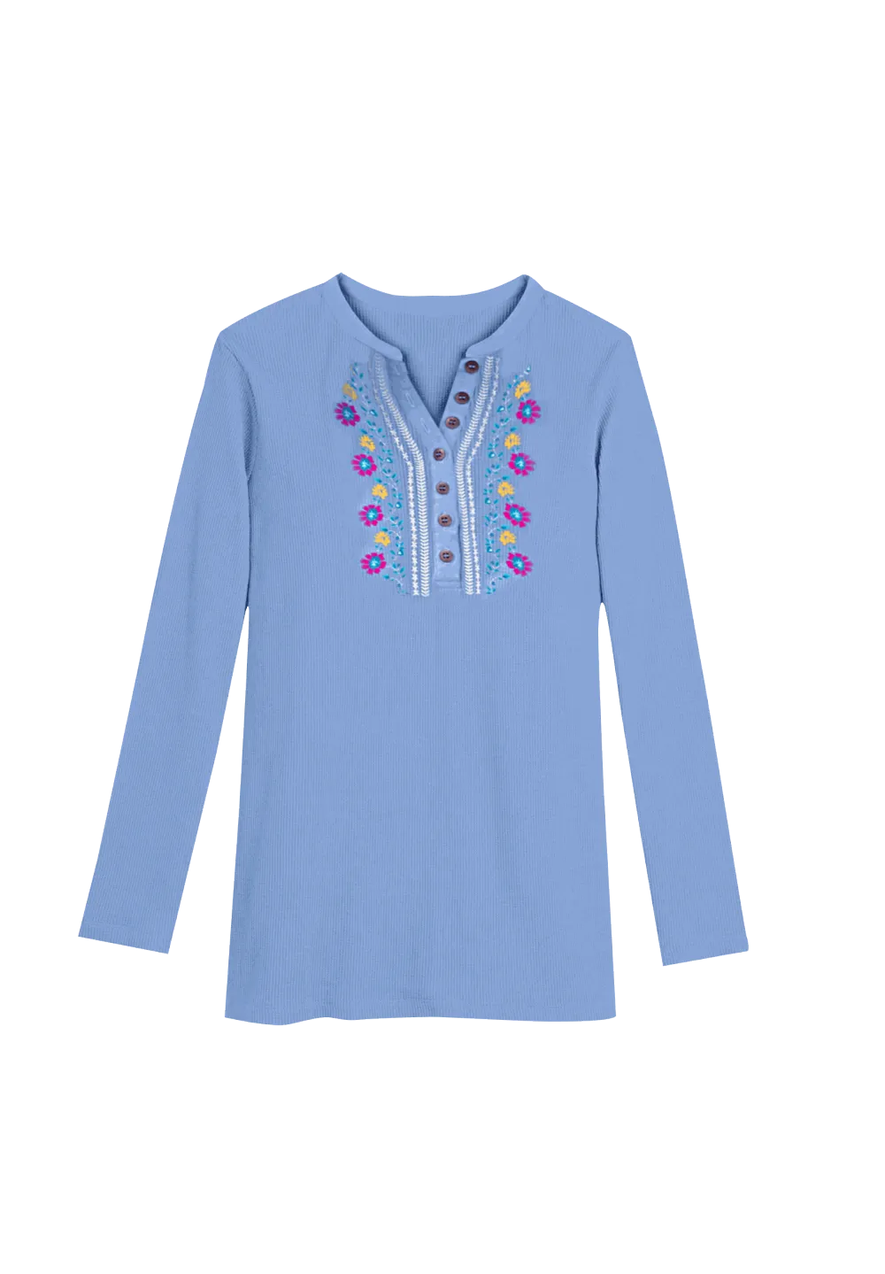Embroidered Thermal Henley Tee