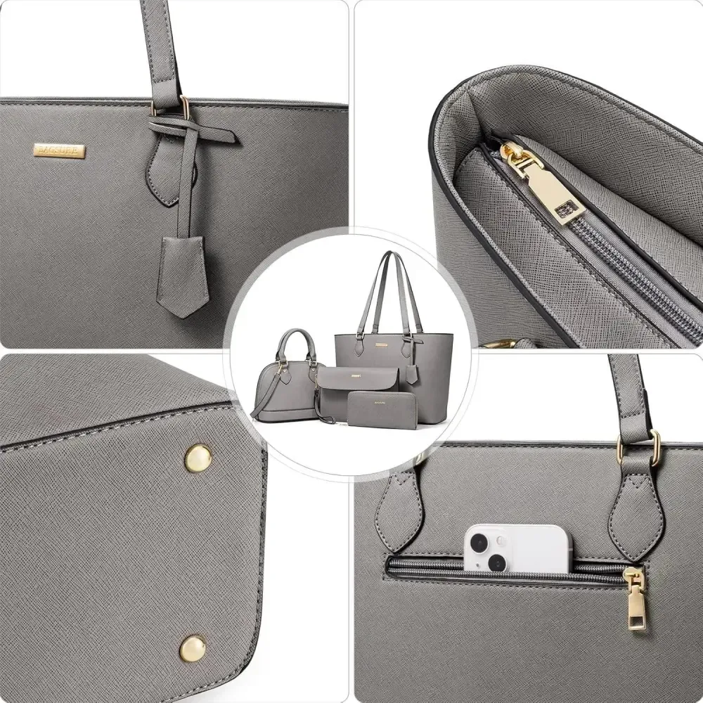 4PCS Women Fashion Handbags Purses Wallet Tote Shoulder Bags