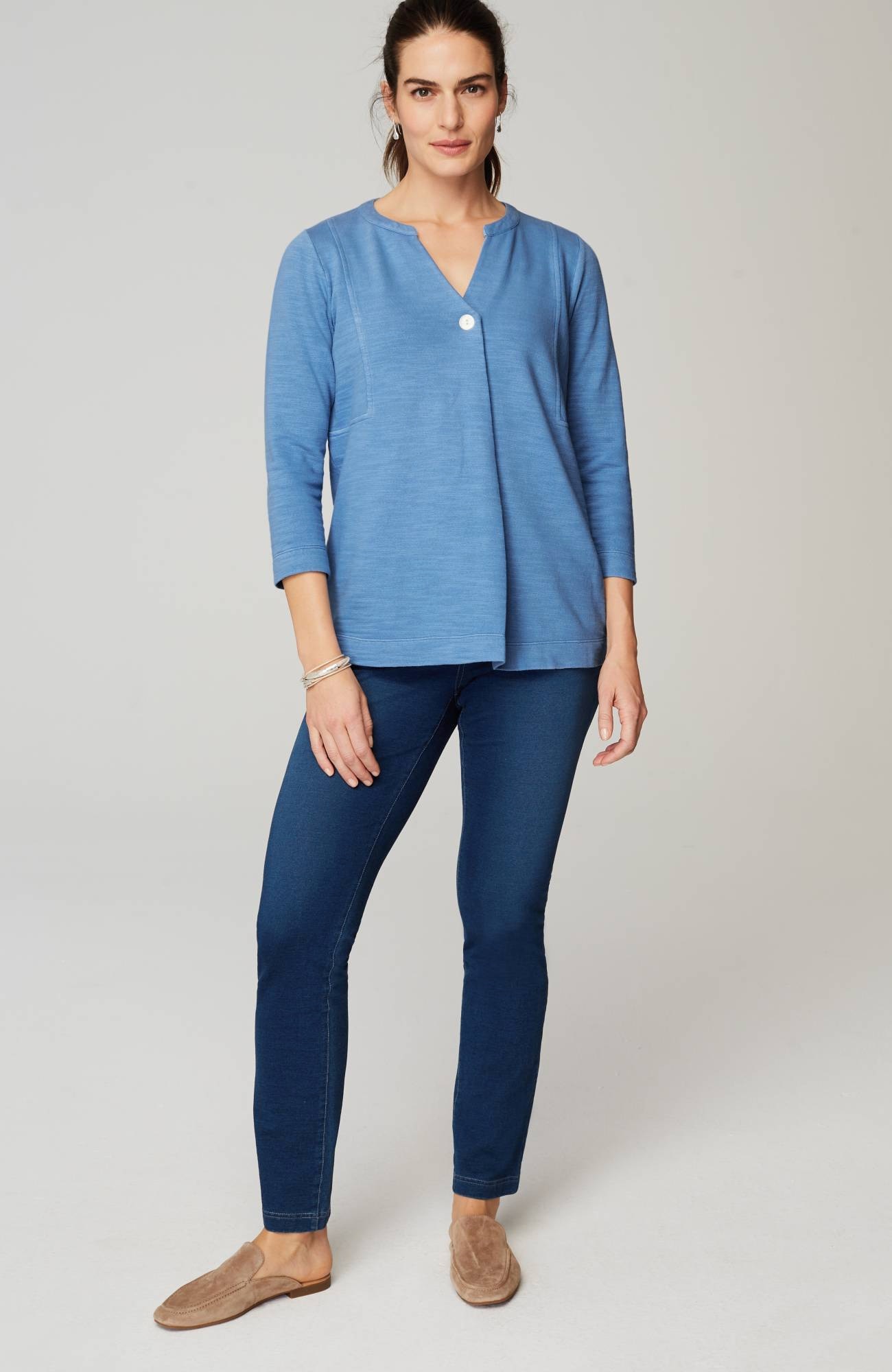 pure jill organically grown cotton buttoned top