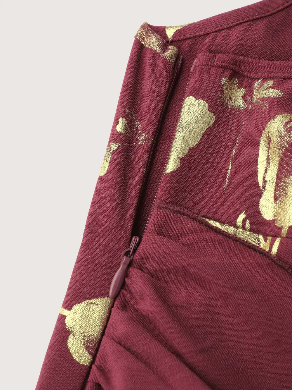 Gold Stamped Rose Twist Waist Midi Dress