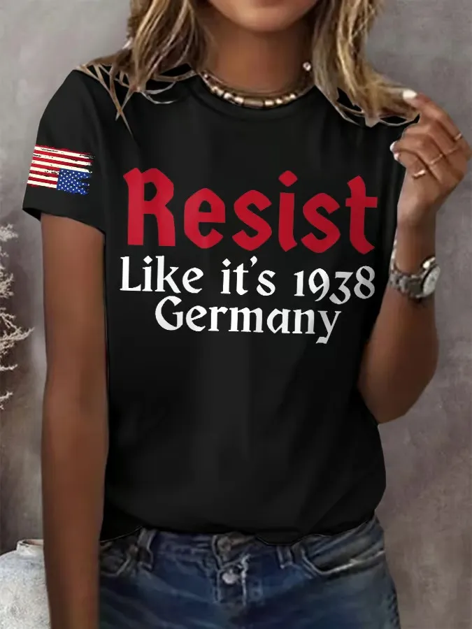 Women'S T-Shirt Retro Resist Like It'S 1938 Germany Print T-Shirt