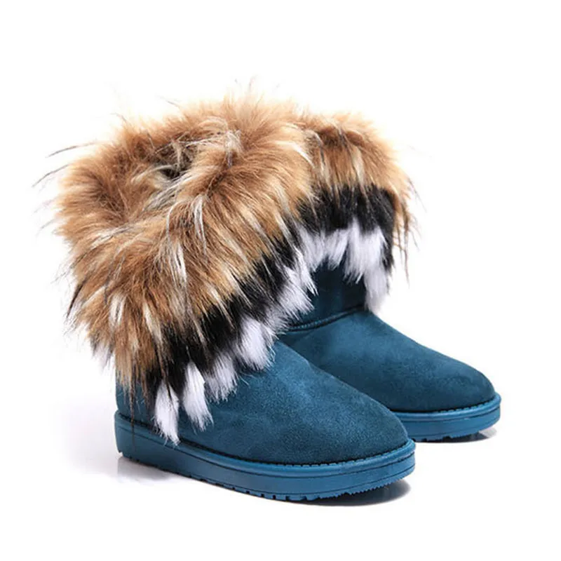 In The Tube Snow Boots Cotton Shoes Fox Fur