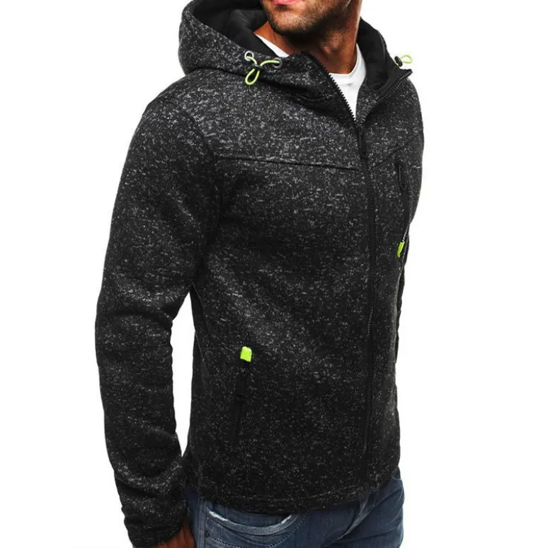 Men's Sports And Leisure Plus Fleece Hooded Cardigan Jacket