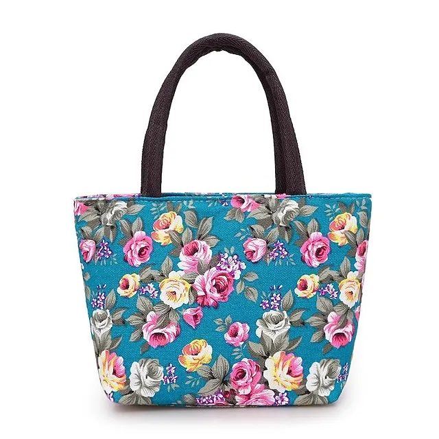 Women's Handbag Nylon Outdoor Daily Zipper Large Capacity Breathable Lightweight Flower Black Red Blue