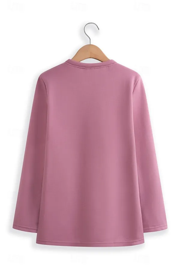 Women's Pajamas Set Fleece Lined 2 Pieces Sweatshirt Tracksuits Loungewear Set Pyjamas Fleece Fluffy Long Sleeve Top and Pant Text Print Comfort Casual Home Wear Drawstring Solid Cozy Winter