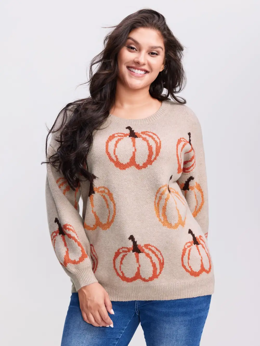Pumpkin Patch Print Drop Shoulder Pullover