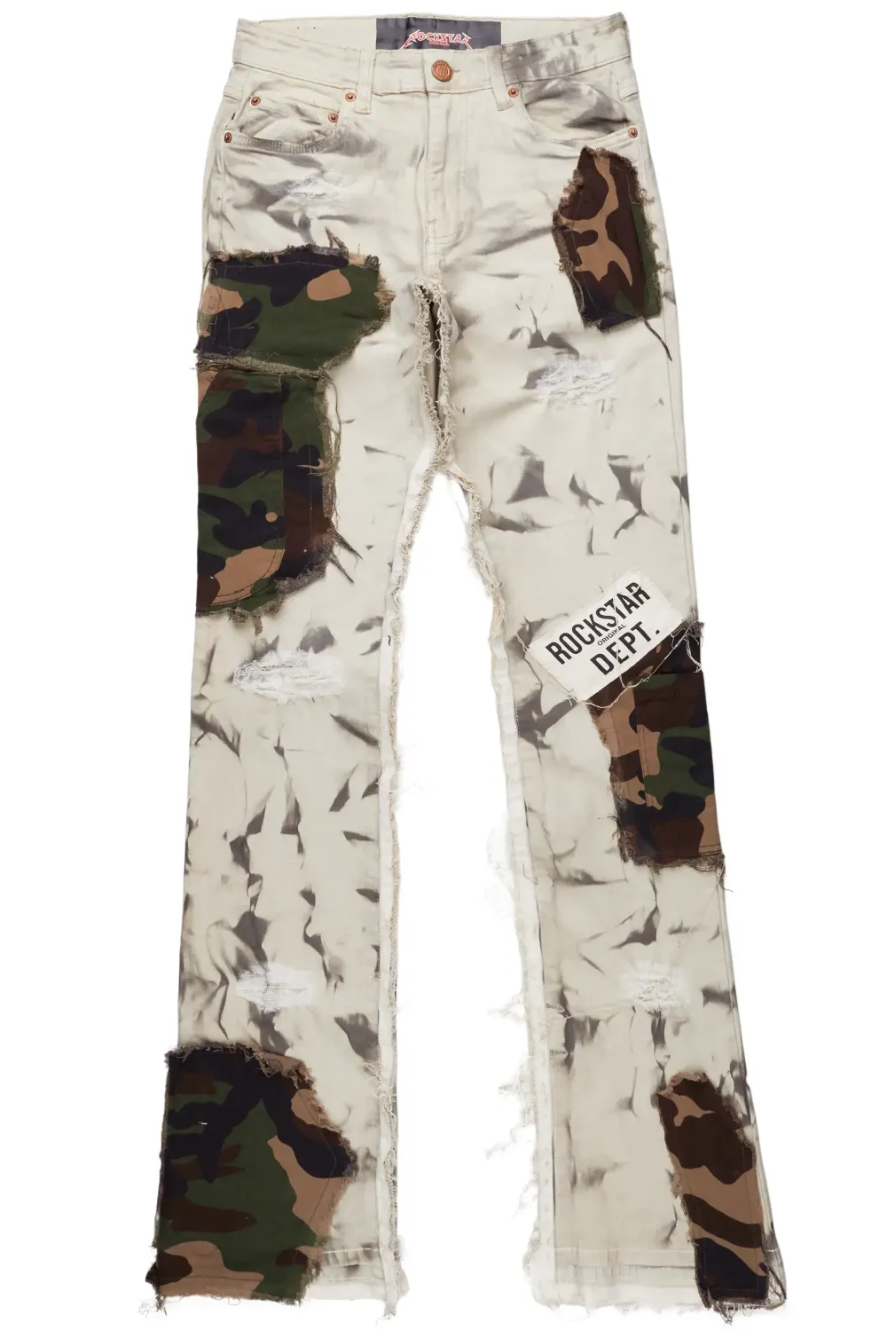 Chad Beige/Camo Patchwork Stacked Jean