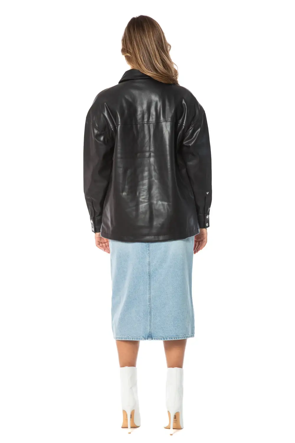 Oversized Faux Leather Shacket