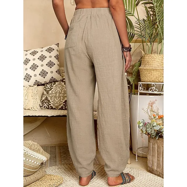 Women's High Waist Yoga Pants Maillard Wide Leg Pants Bottoms Quick Dry Solid Color White Black Gray Fitness Gym Workout Summer Sports Activewear Stretchy Skinny / Athletic / Athleisure