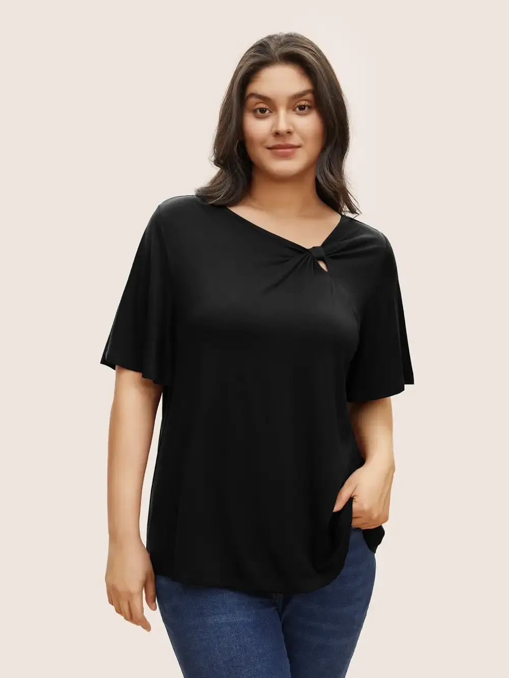 Supersoft Essentials Twist Front Asymmetrical Neck T-Shirt