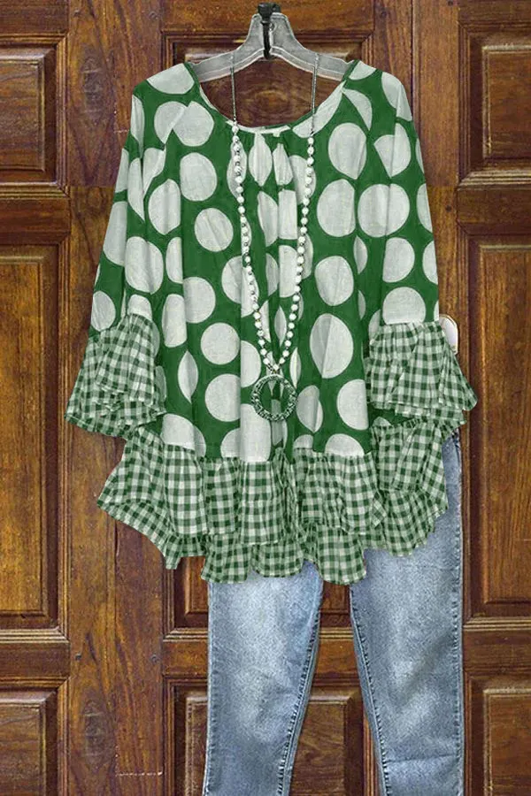 Polka Dot Print Ruffle Design Blouse
