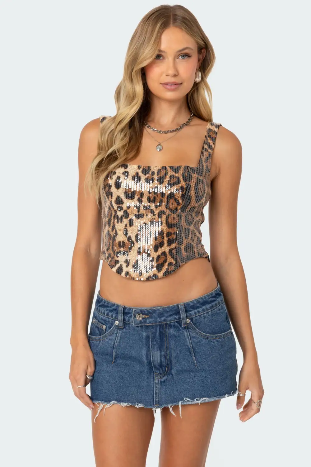 Sequin Leopard Printed Top