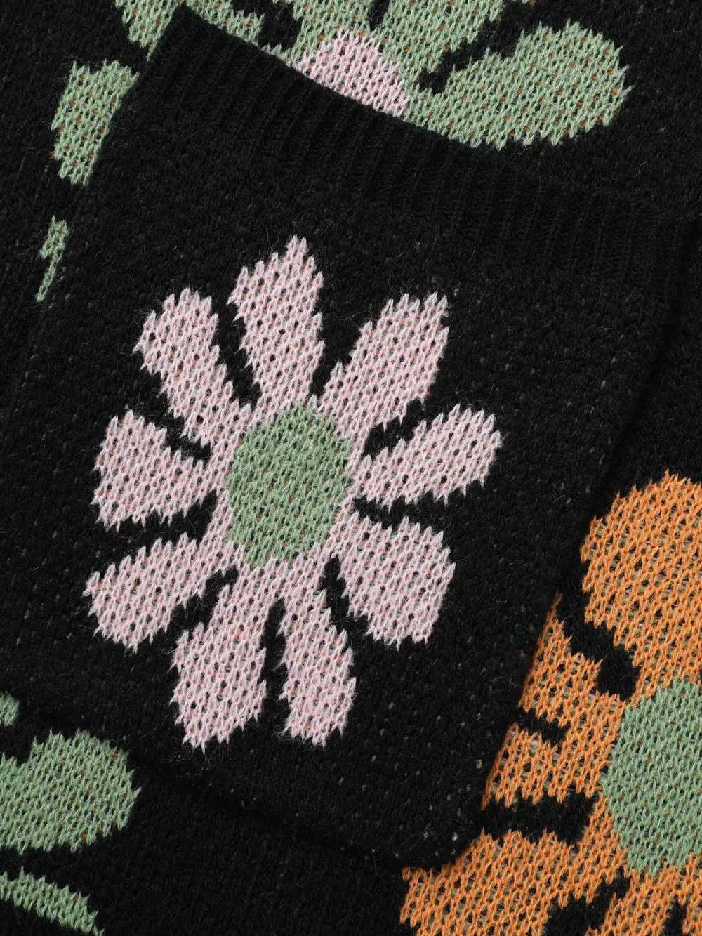 Contrast Floral Patch Pocket Cardigan