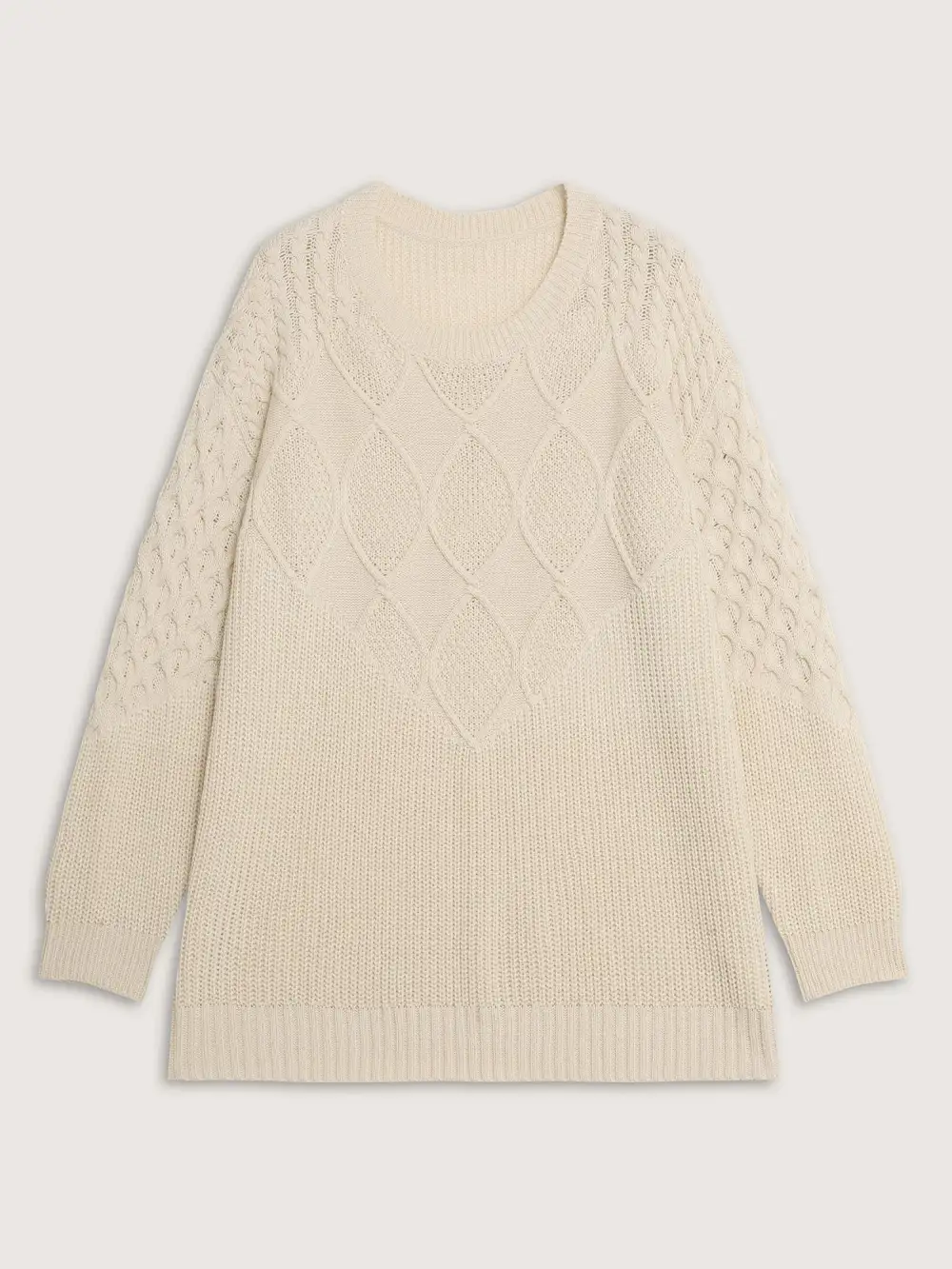 Textured Round Neck Ribbed Pullover