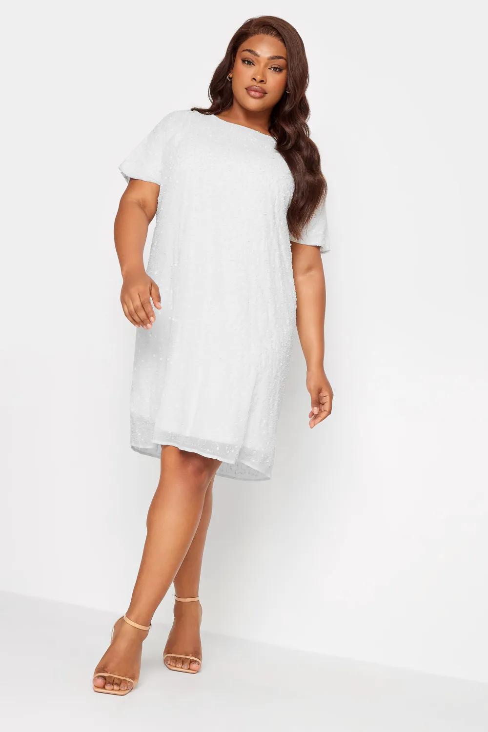 LUXE Curve Teal Green Sequin Hand Embellished Cape Dress