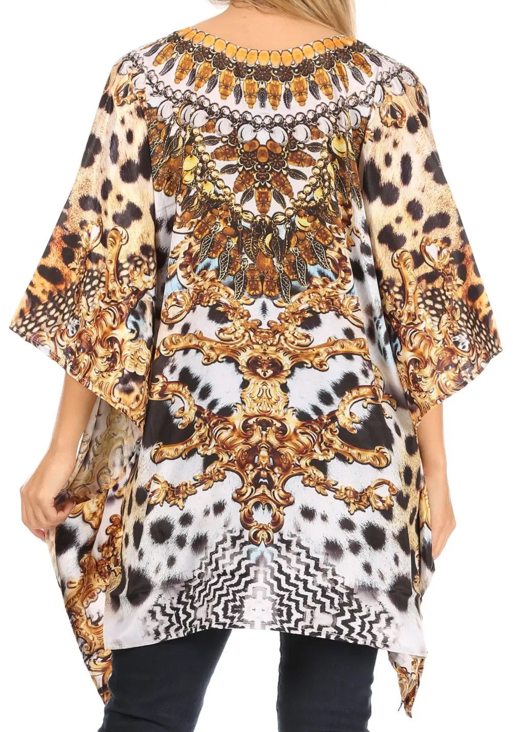 Women's Caftan Poncho Cover up V neck Top Lace up With Rhinestone
