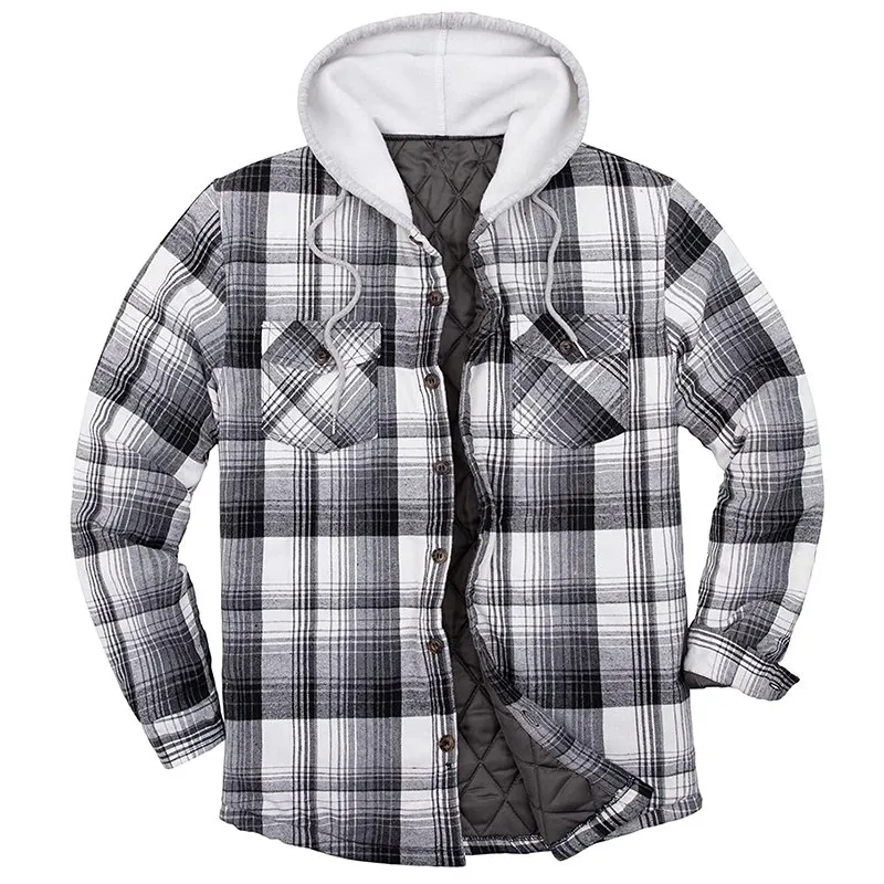 Mens Winter Plaid Thick Casual Jacket