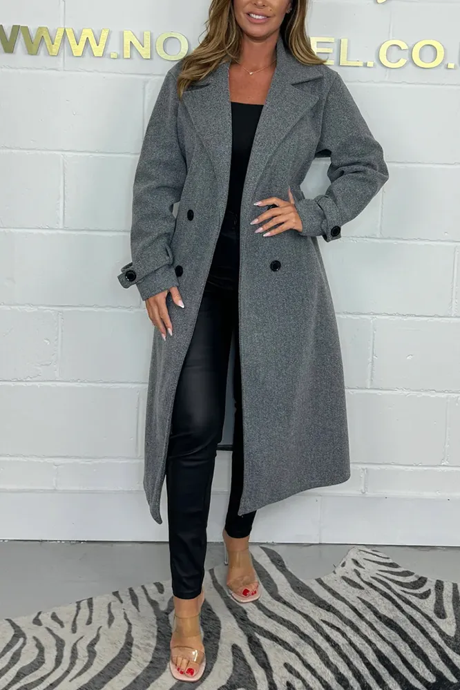 Oversize Wool Look Belted Longline Coat