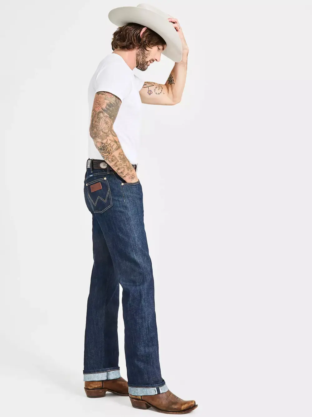 WRANGLER COWBOY CUT ORIGINAL FIT SELVEDGE STRETCH JEAN IN RAW INDIGO