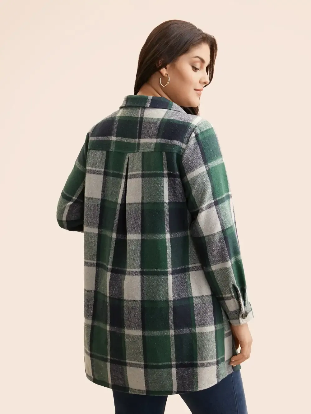 Halloween Plaid Chest Pockets Long Jacket