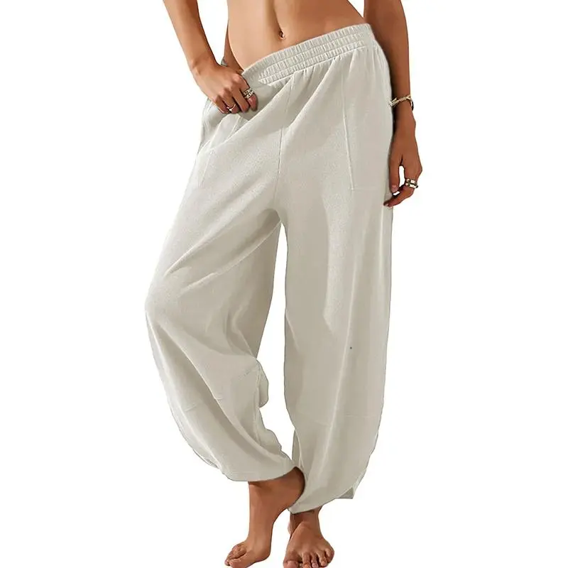 Women's Baggy Wide Leg Palazzo Pants – Casual Elastic Waist with Pockets