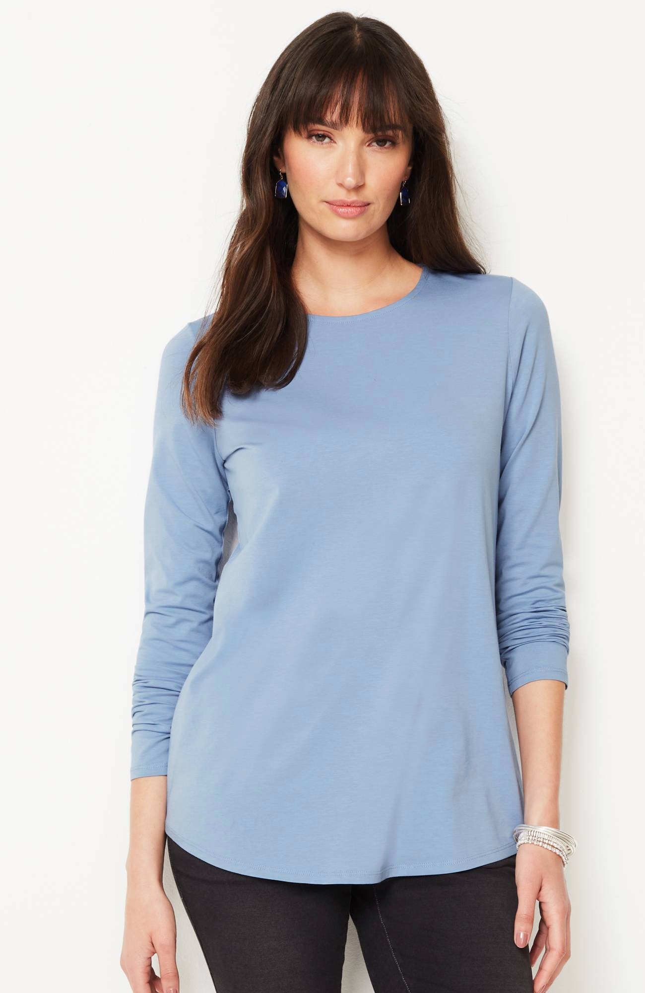 pure jill long-sleeve shirttail tee