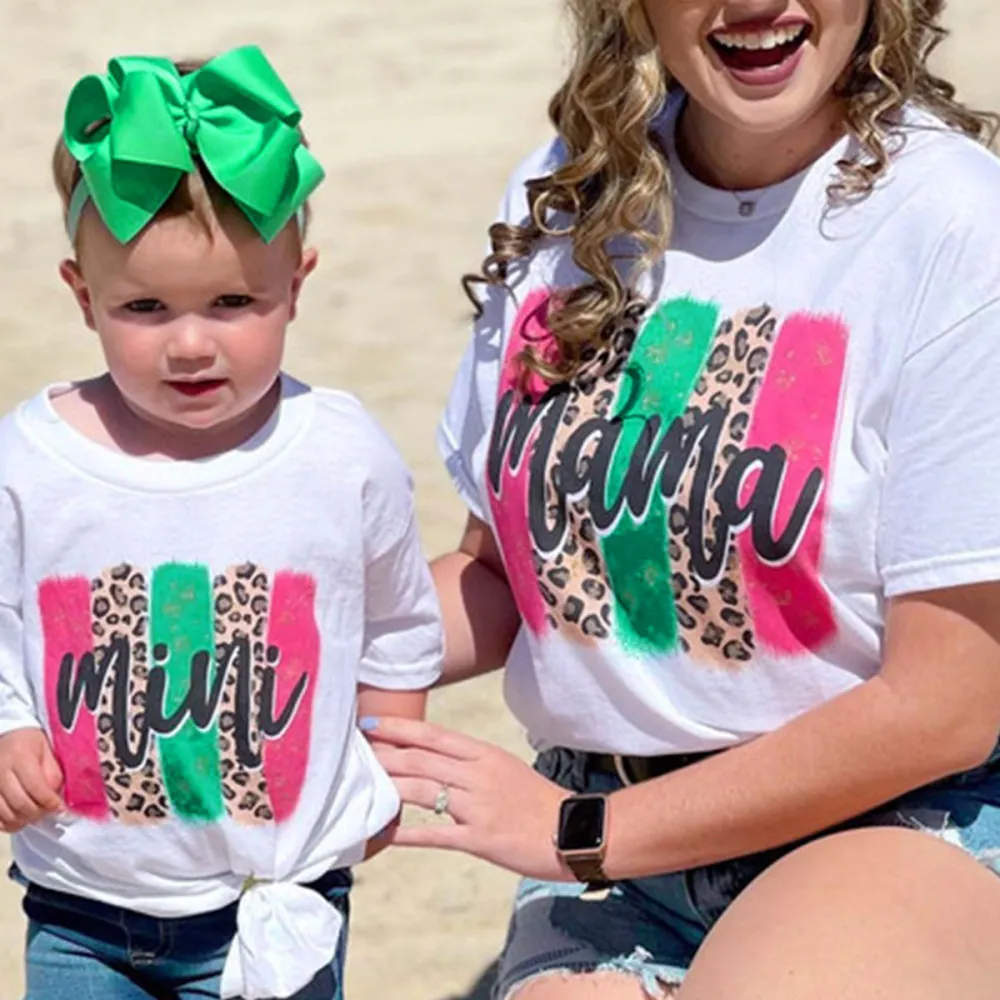 Mama Print Round Neck Short Sleeve T-Shirt