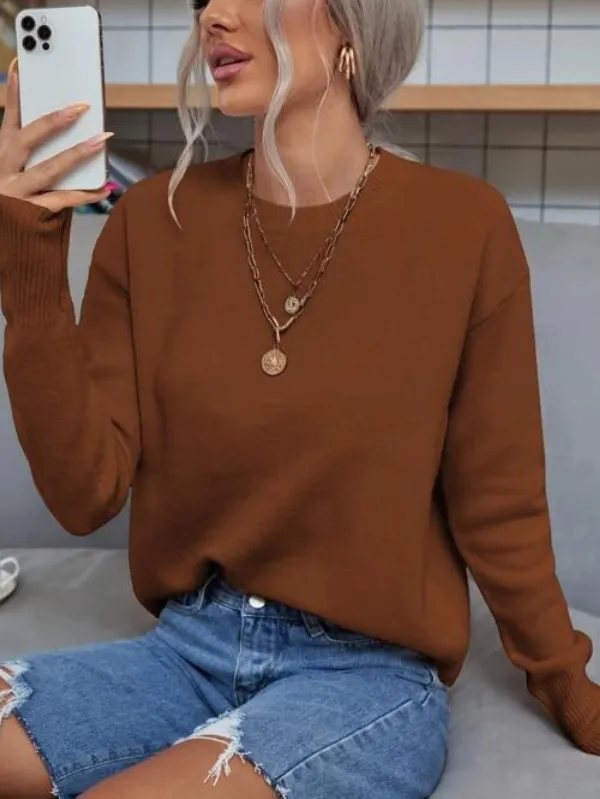 Solid Drop Shoulder Sweater