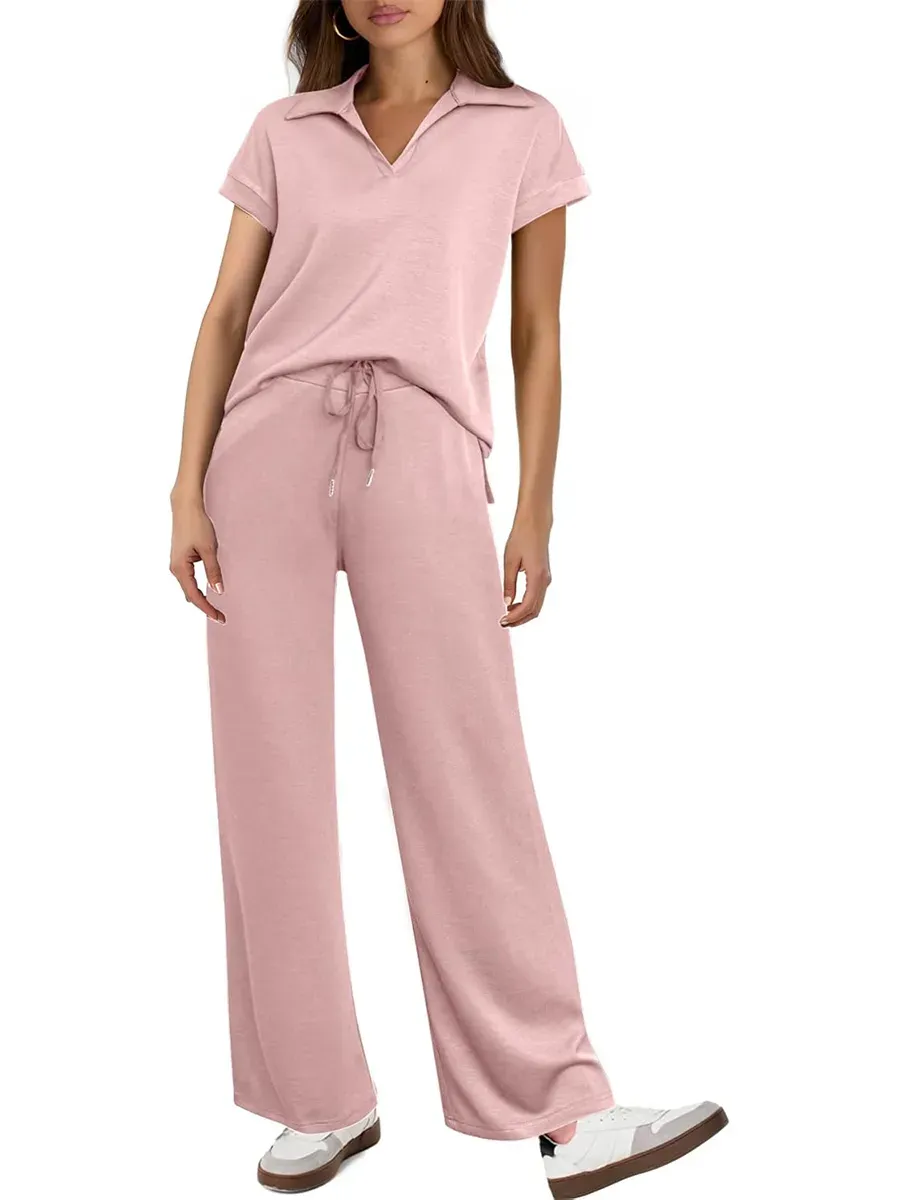 ✨Women's Cap Sleeve Top and Drawsting Pants 2 Piece Lounge Set Tracksuit
