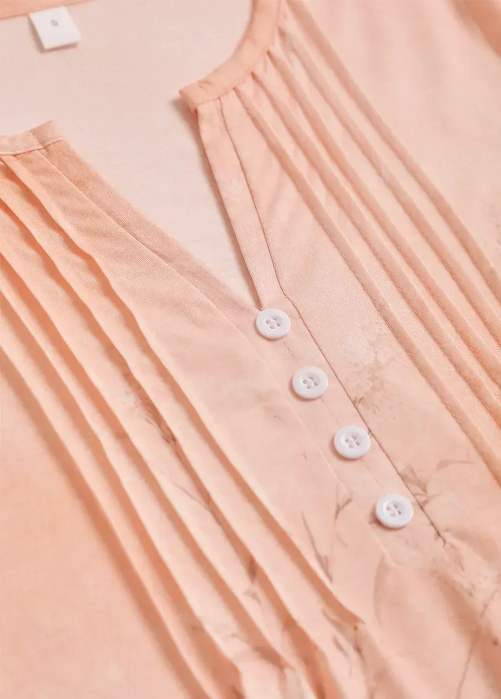 Dusty Pink Button Floral Print Short Sleeve T Shirt