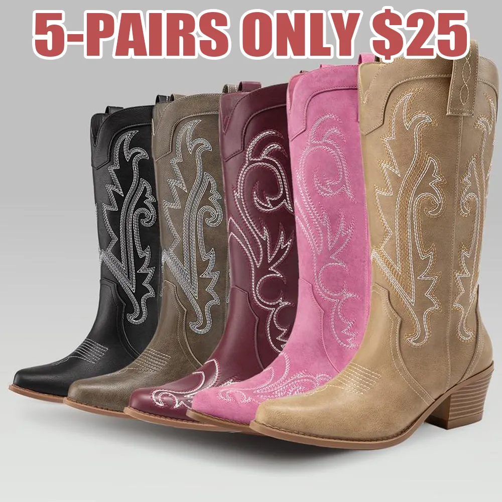 Women's Embroidered Western Mid-Calf Cowboy Boots