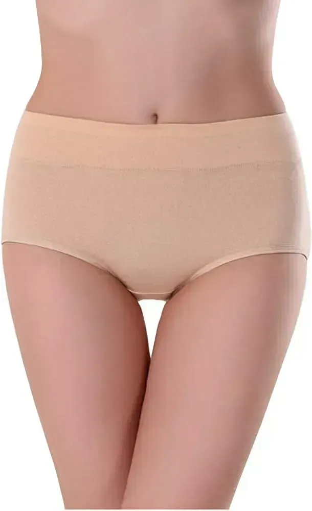 Womens Underwear,Cotton Mid Waist No Muffin Top Full Coverage Brief Ladies Panties Lingerie Undergarments for Women Multipack