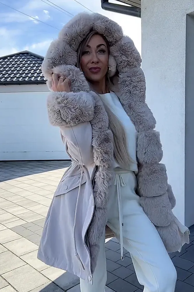 Women's casual down hairy jacket
