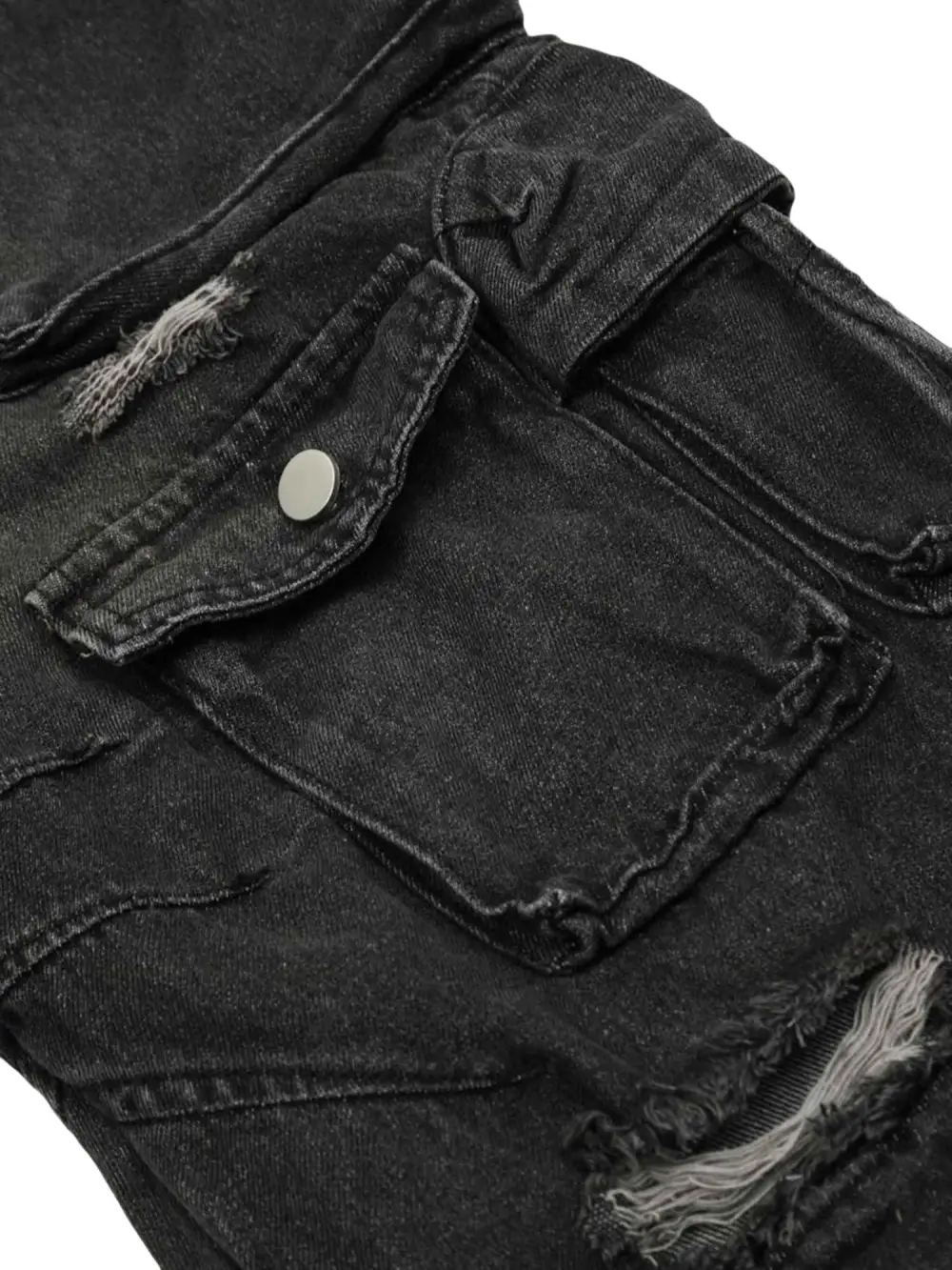 Washed Multi-pocket Work Cargo Jeans - 1830