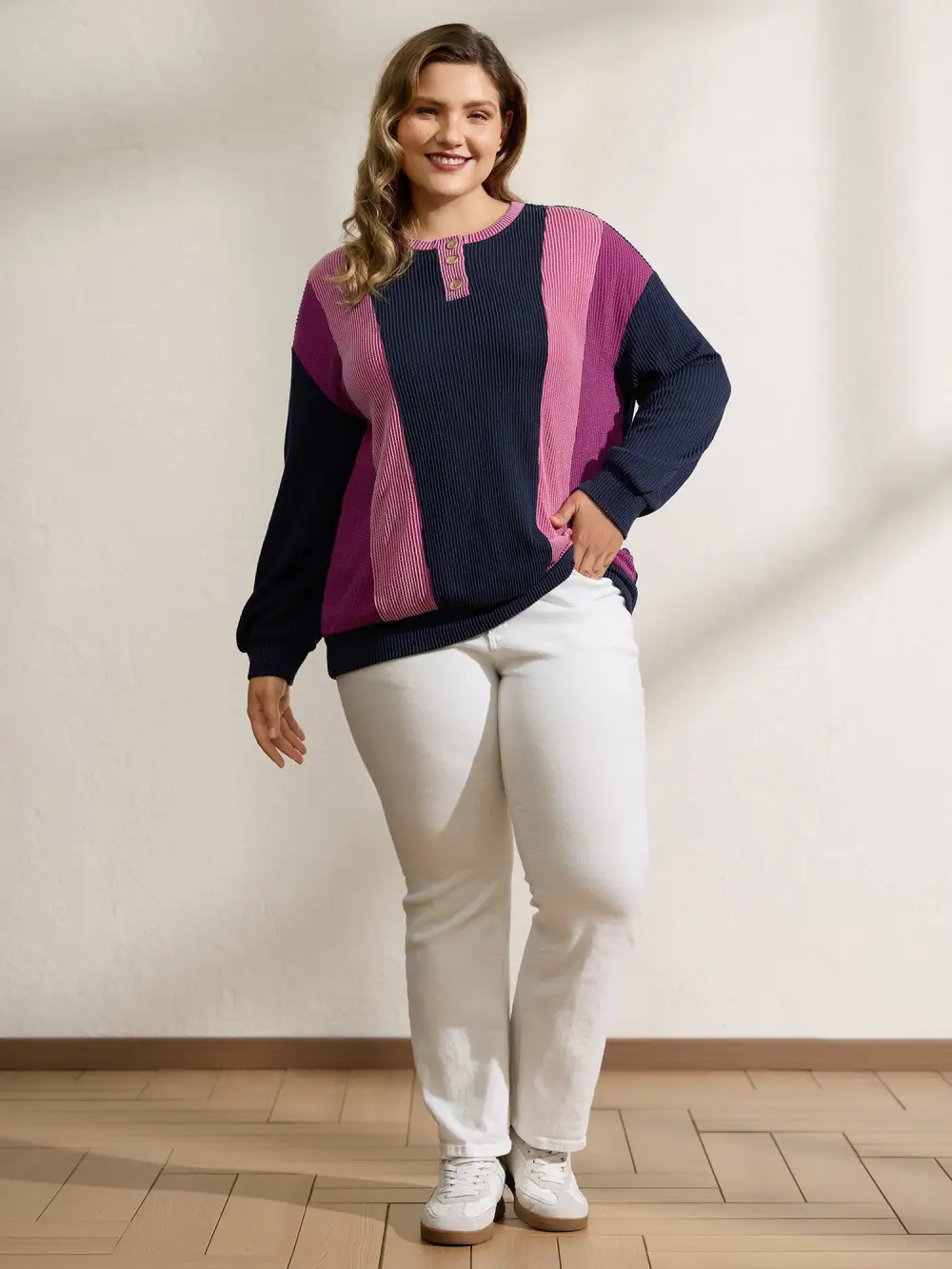 Color Contrast Relaxed Fit Spliced Sweatshirt