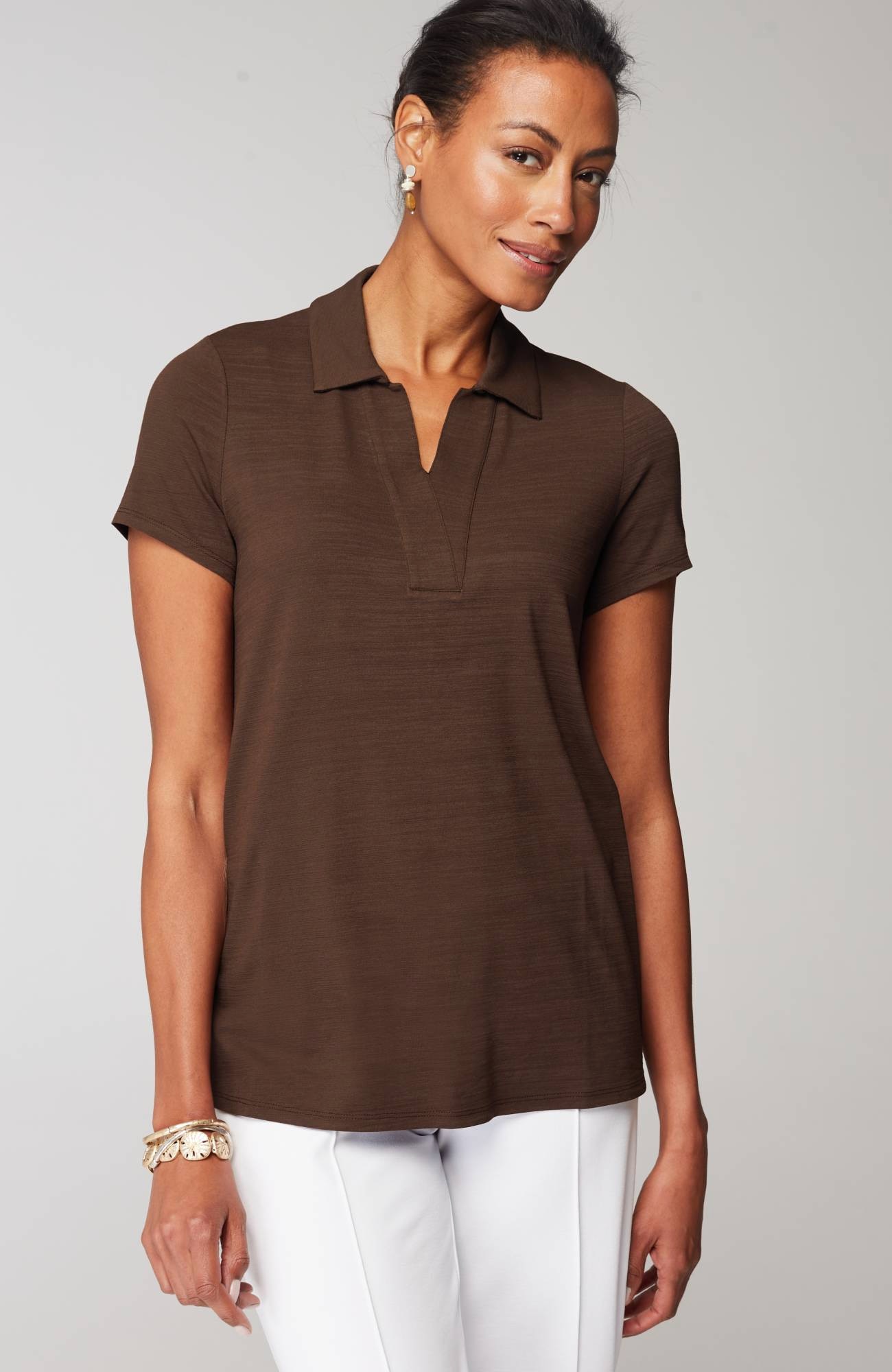Wearever Slub-Knit Polo Top