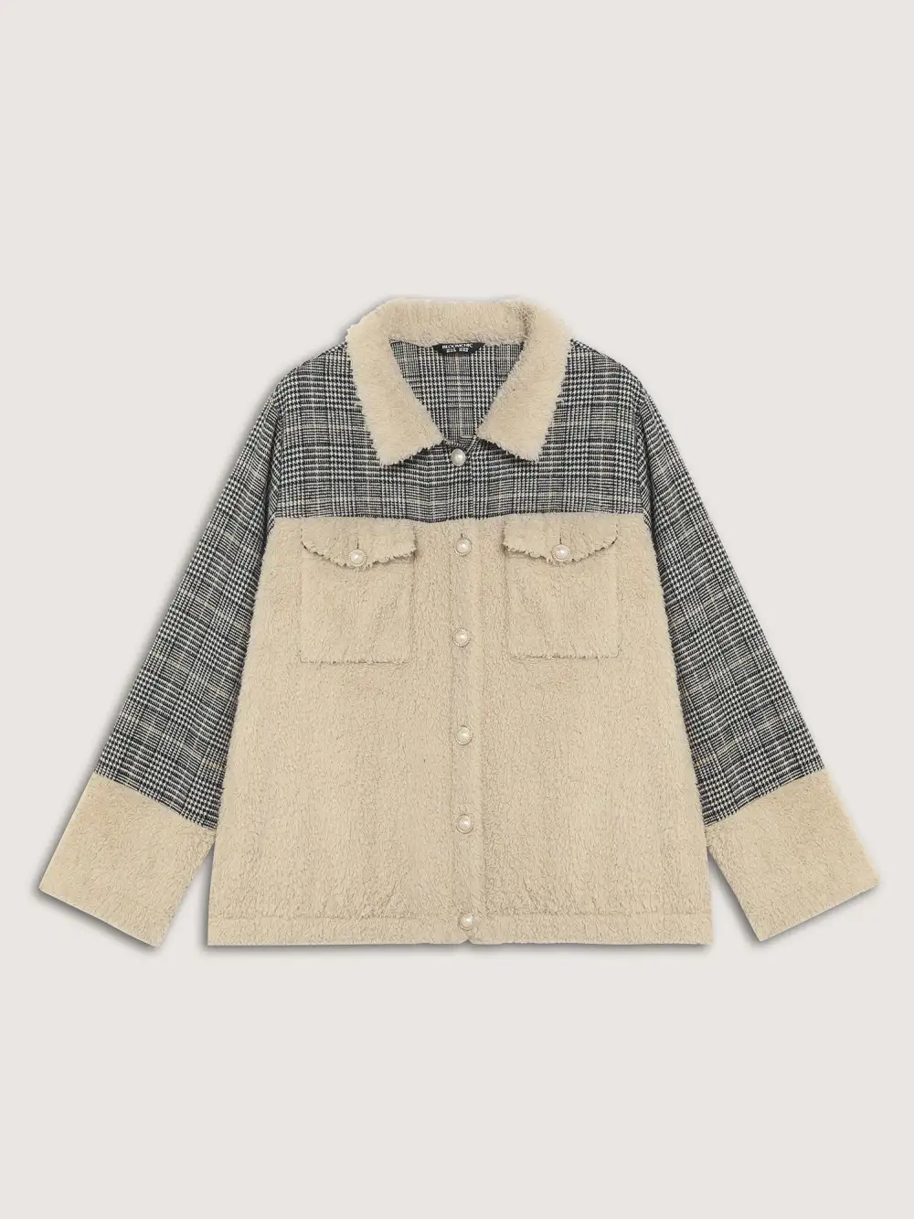 Plush Patchwork Patch Pockets Jacket